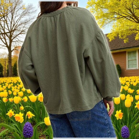 NEW!!! AERIE OLIVE OVERSIZE EASY STREET SWEATSHIRT - SIZE M - Picture 3 of 7